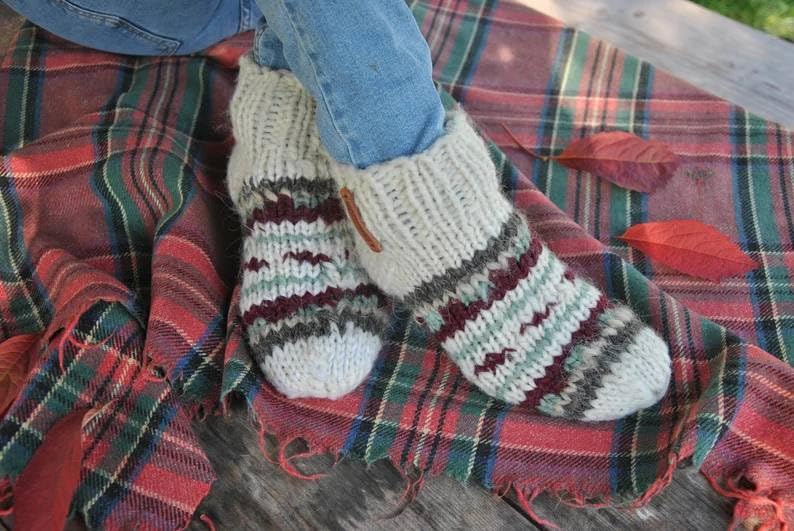 Cozy Cream Knitted Wool Socks - Short Length, 100% Natural Wool, Thoughtful Mom Gift from Ukraine3