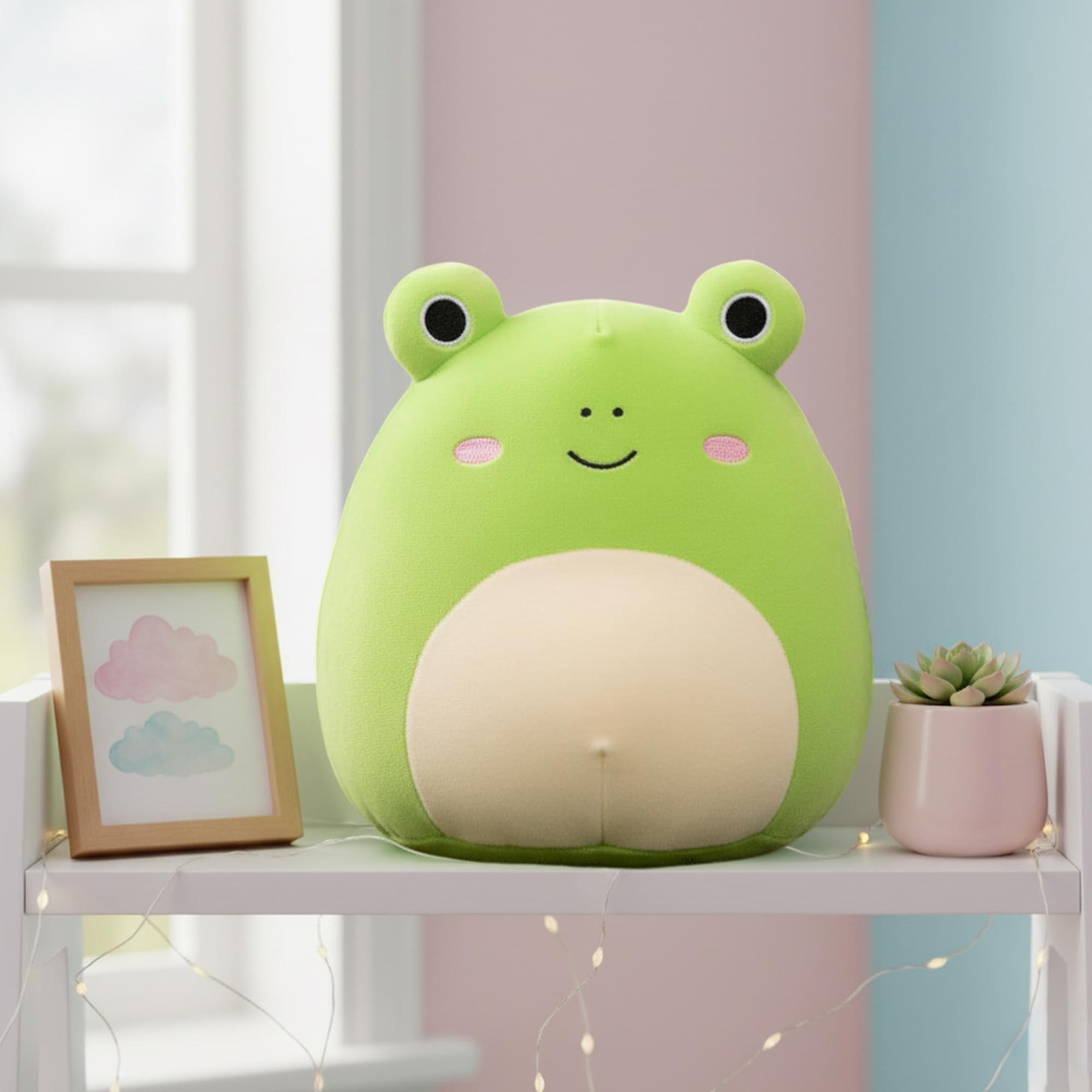 Squishmallow Kellytoy oficial de peluche para mascotas, escuadr n, perros, gatos, conejitos, ranas, esponjoso, suave, animales de peluche (Wendy Frog, 8 pulgadas)