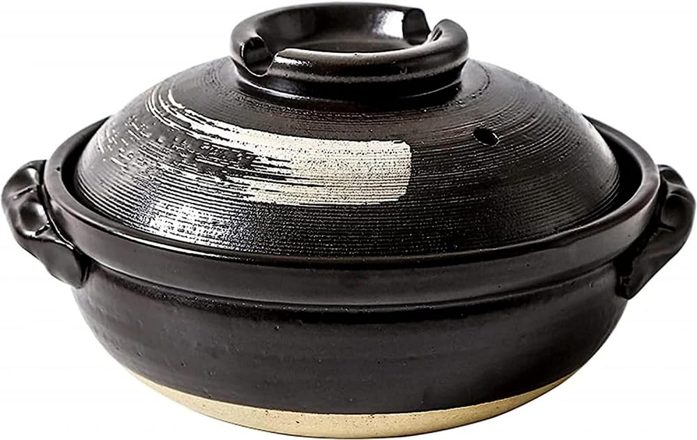 Kochtopf, Japanischer Keramik-Hot Pot, Hitzebeständiger Schmortopf mit Deckel, Langsamer Schmortopf, Runder Schmortopf, Suppentopf, Ölfreier Kochtopf
