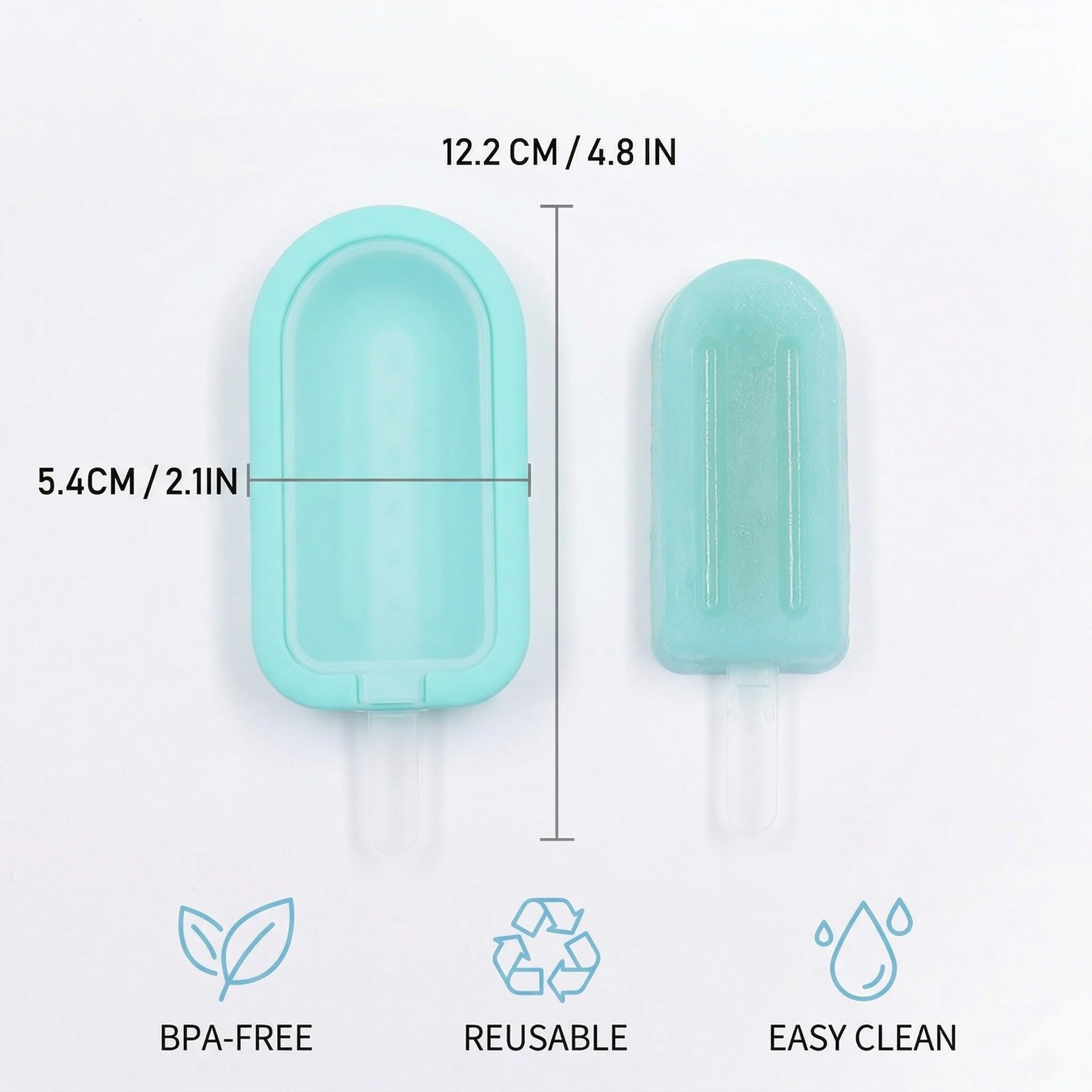 4 Moldes de Silicona para Helados y Polos Reutilizables, sin BPA, fácil desmolde para niños y adultos, 4 colores vibrantes para postres caseros DIY.