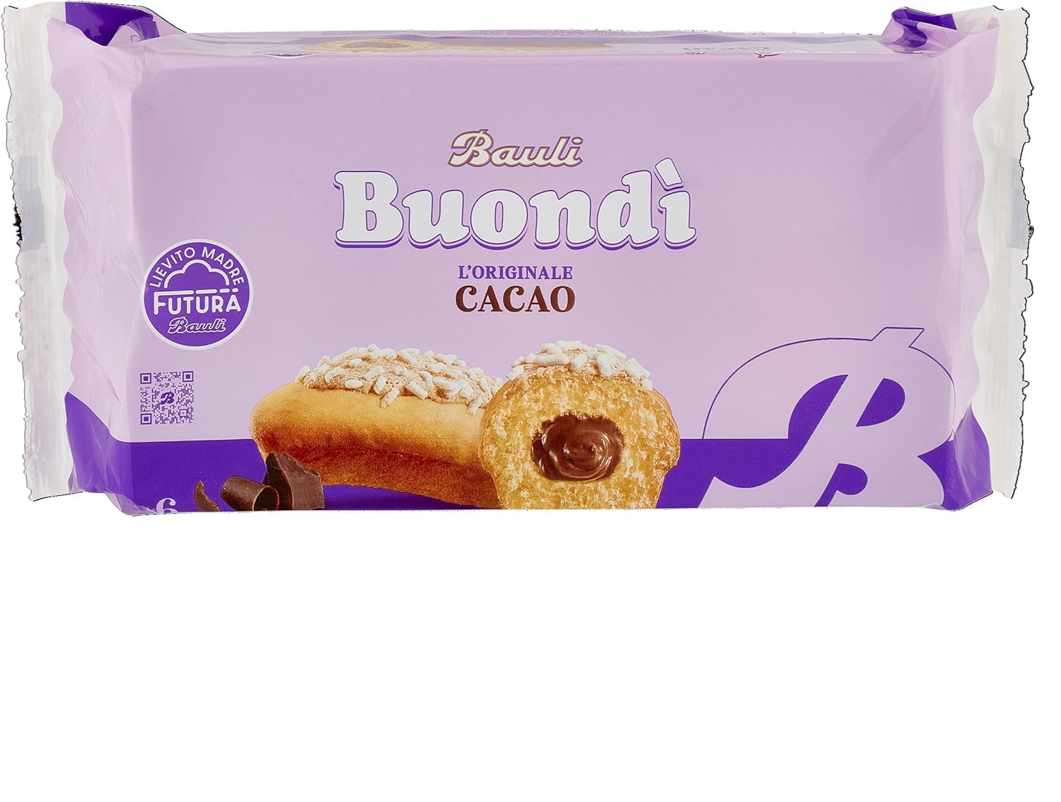 Italian Gourmet Lot 12 Buondì Bauli L’Originale Cacao 258 g – Gâteaux briochés moelleux italiens au cacao, cœur crème chocolat, levure mère Futura, format familial + Italian Gourmet Polpa