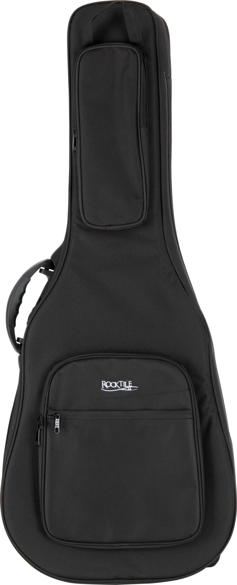 Rocktile WGSC-4122BK Housse Souple épaisse et rembourrée pour Guitare Western, Support Manche réglable, 3 Grandes Poches extérieures, Harnais Sac à Dos, Couleur Noire.