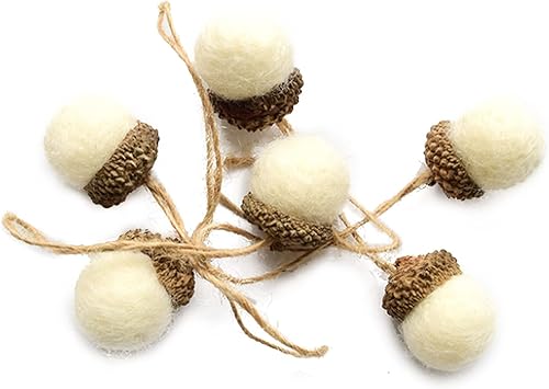 Juego de 24 adornos de bellota de fieltro de lana, bolas de fieltro con cuerda para árbol de Navidad, mantel de pared, fiesta, decoración del hogar,