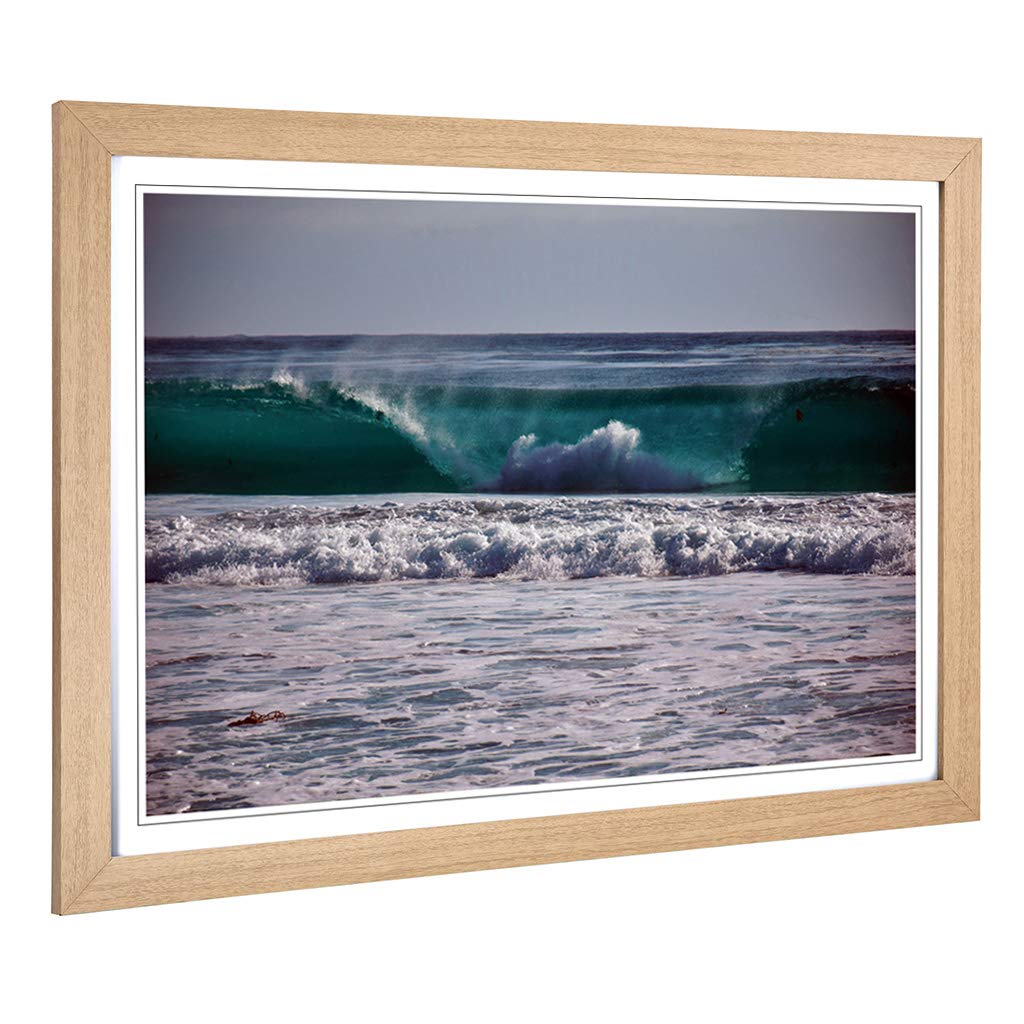 Big Box Art Framed Print of Seascape Big Sur California Wave Design | Wall Art Picture | Home Decor for Kitchen, Living Room, Bedroom, Hallway, Oak, A2 / 24.5x18 Inch / 62x45cm