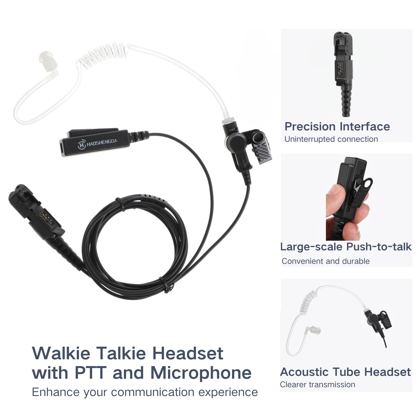 Commountain Motorola Radio Earpiece With Mic - XPR 3500e XPR 3300e Compatible Headset 2-Pack