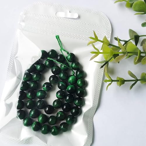 Miniatura 3 de Cuentas de piedra de ojo de tigre verde natural para hacer joyas, pulsera de triple protección, collar redondo de cuentas sueltas de cristal, 45