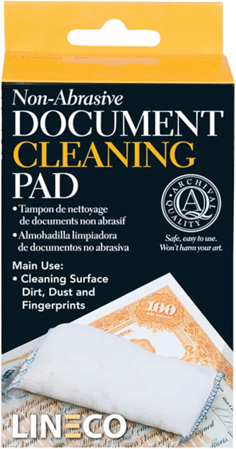 2x4.75 Document Cleaning Pads, Soft, Grit-Free Powder that Absorbs and Cleans Paper Surface, Perfect for Books, Ephemera, Maps, and Cards
