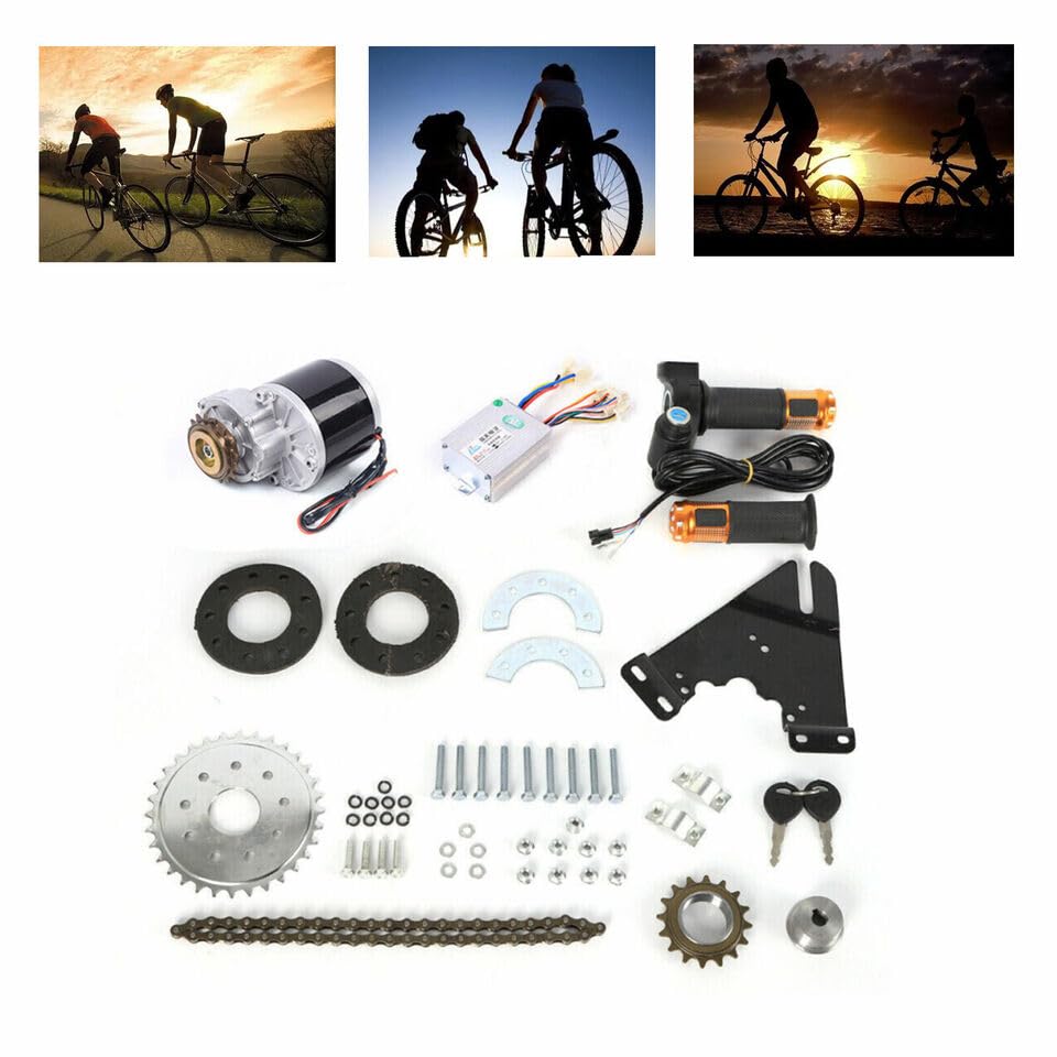 KONKENIE 36V 350W Electric E-Bike Conversion Twist Kit with Brush Motor&Freewheel Universal Bicycle Sprocket&Components Mountain Bike Conversion Set for DIY Converting Assembling (350W 36V,Twist Kit)