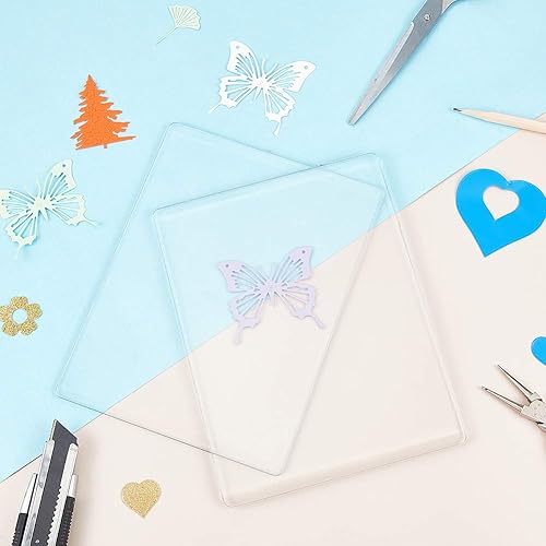 Miniatura 6 de BENECREAT Paquete de 2 almohadillas de corte acrílicas transparentes de 7.5 x 6 pulgadas, placas de troquelado de acrílico transparente para