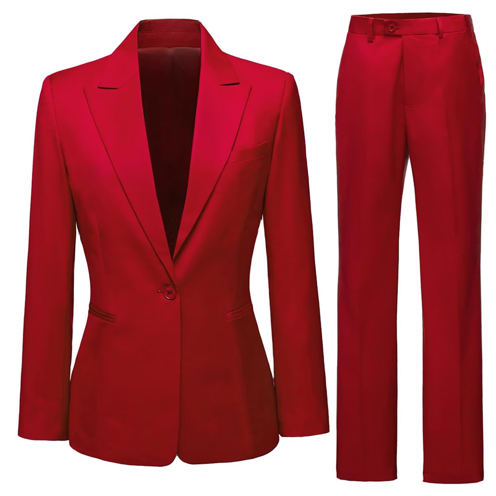Women's 2 Piece Suit Notched Lapel One Button Slim Fit Business Office Work Tuxedo Blazer Pants Set