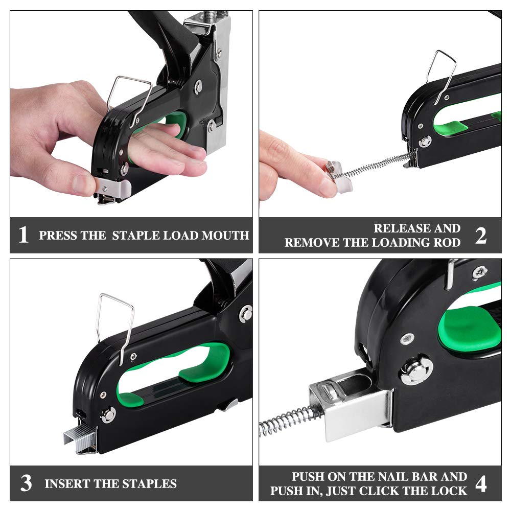Kit de Trabajo Pesado de Pistola de Grapas con 2000 Grapas y Removedor Para TapiceríA, Material de FijacióN, DecoracióN, CarpinteríA, Muebles