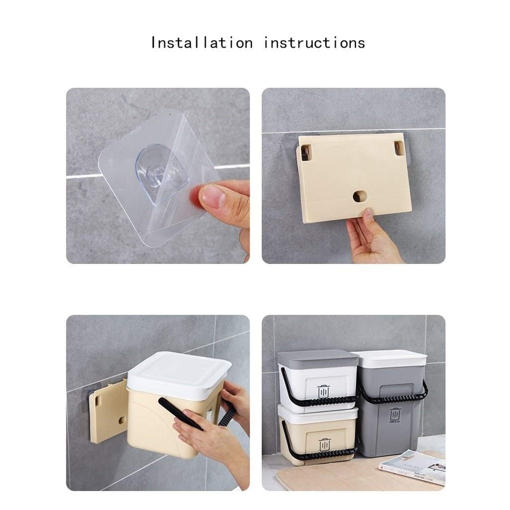 UPJAKS Cubo de Basura Hogar de pared bote de basura con tapa Clasificación creativo bote de basura for lavabo WC Cocina dormitorio Papelera Bote de Basura Baño (Color : Grey, Tamaño : L)