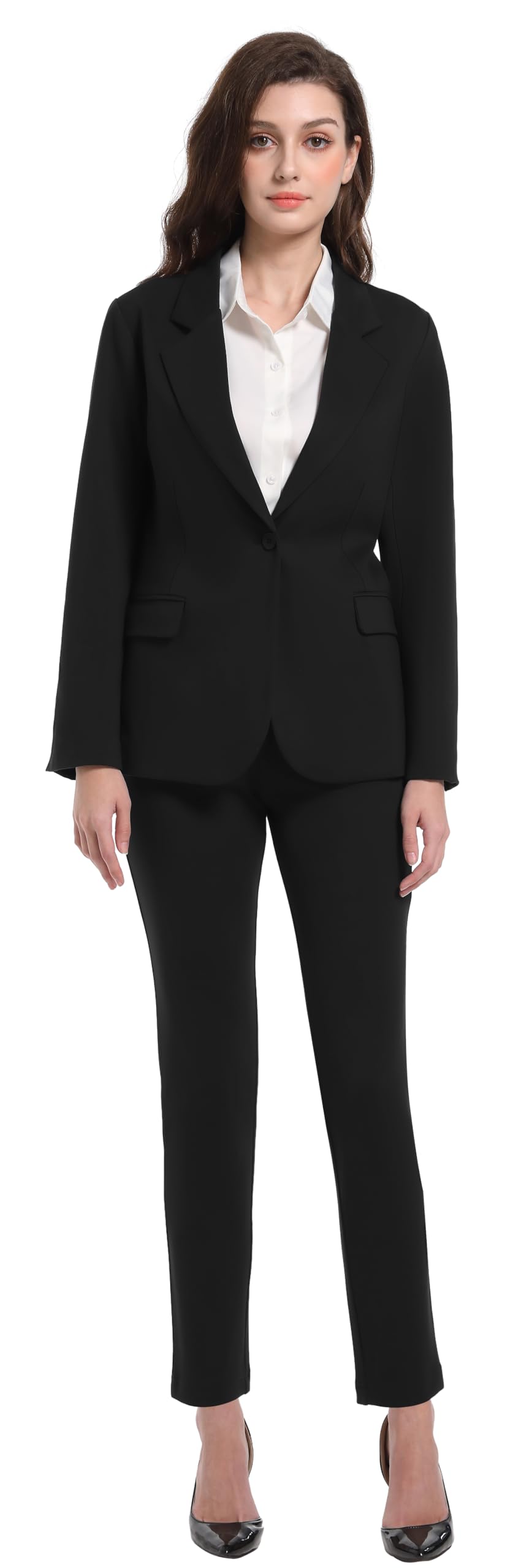 V VOCNI Womens Suits 2 Piece Set Office Business One Button Slim Fit Blazer Pants Suit Set Dressy