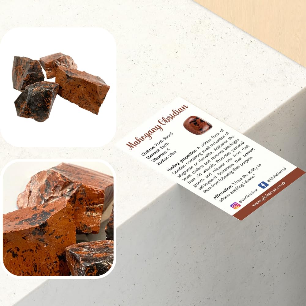 VIE Raw Rough Cut Crystals, 80-100g, Pack of 12, Mahogany Obsidian, Natural - Image 3