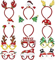 Vista 1 de Juego de 12 diademas de Navidad y marcos de gafas, lindas diademas de Navidad, accesorios para mujeres y hombres, regalos de fiesta de Navidad