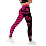 Womens Halloween Leggings with Demon Printed High Waist Workout Plus Size Gym Athletic Running Yoga Pants