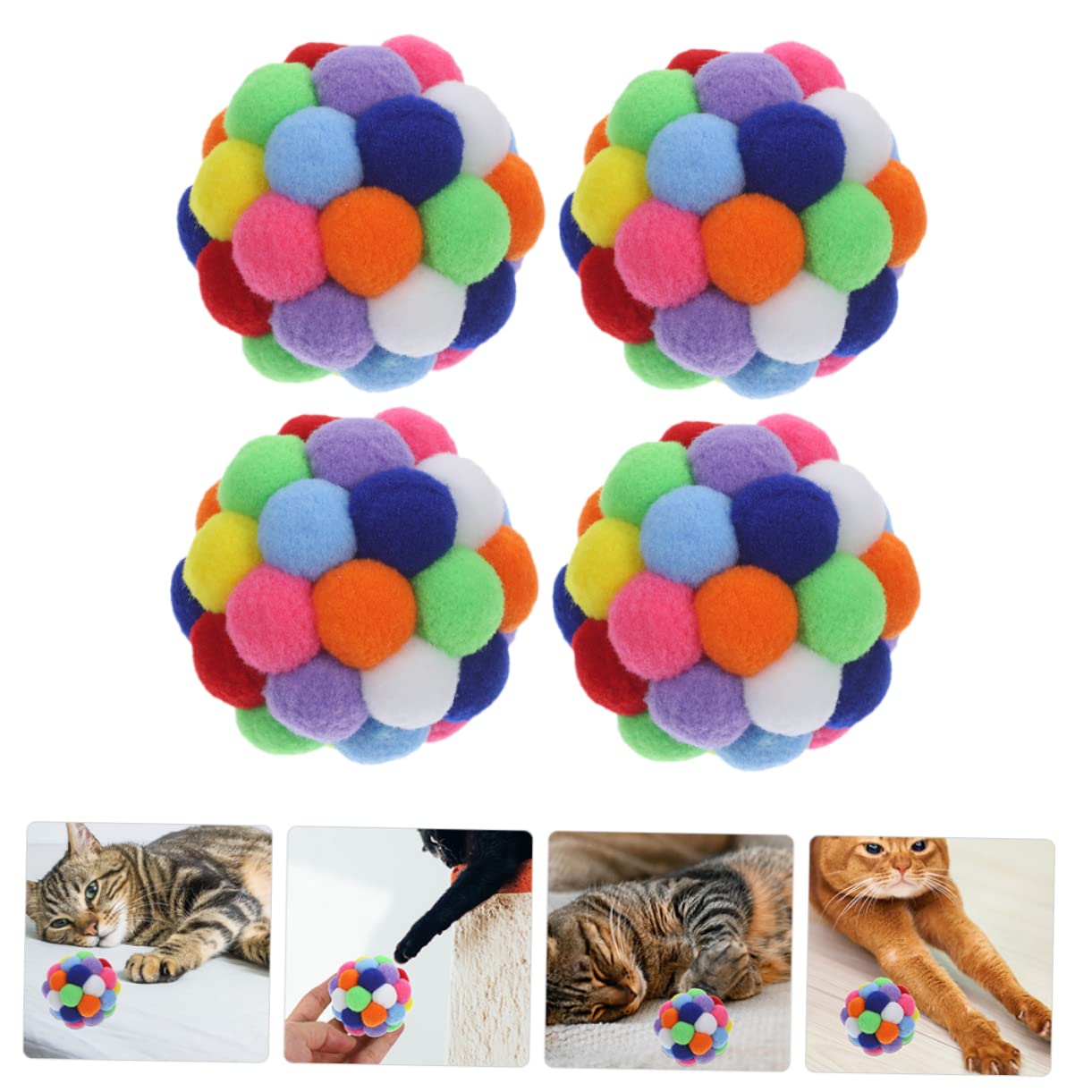 Abaodam 4pièces Balles à Gratter pour Chat Chaton avec Clochette pour Jeu Intérieur Jouet De Balle pour Animaux De Compagnie