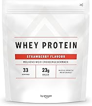 by Amazon - Nutrition Whey Protein Powder 1kg Strawberry, (Formerly Brand AMFIT, Same Product)