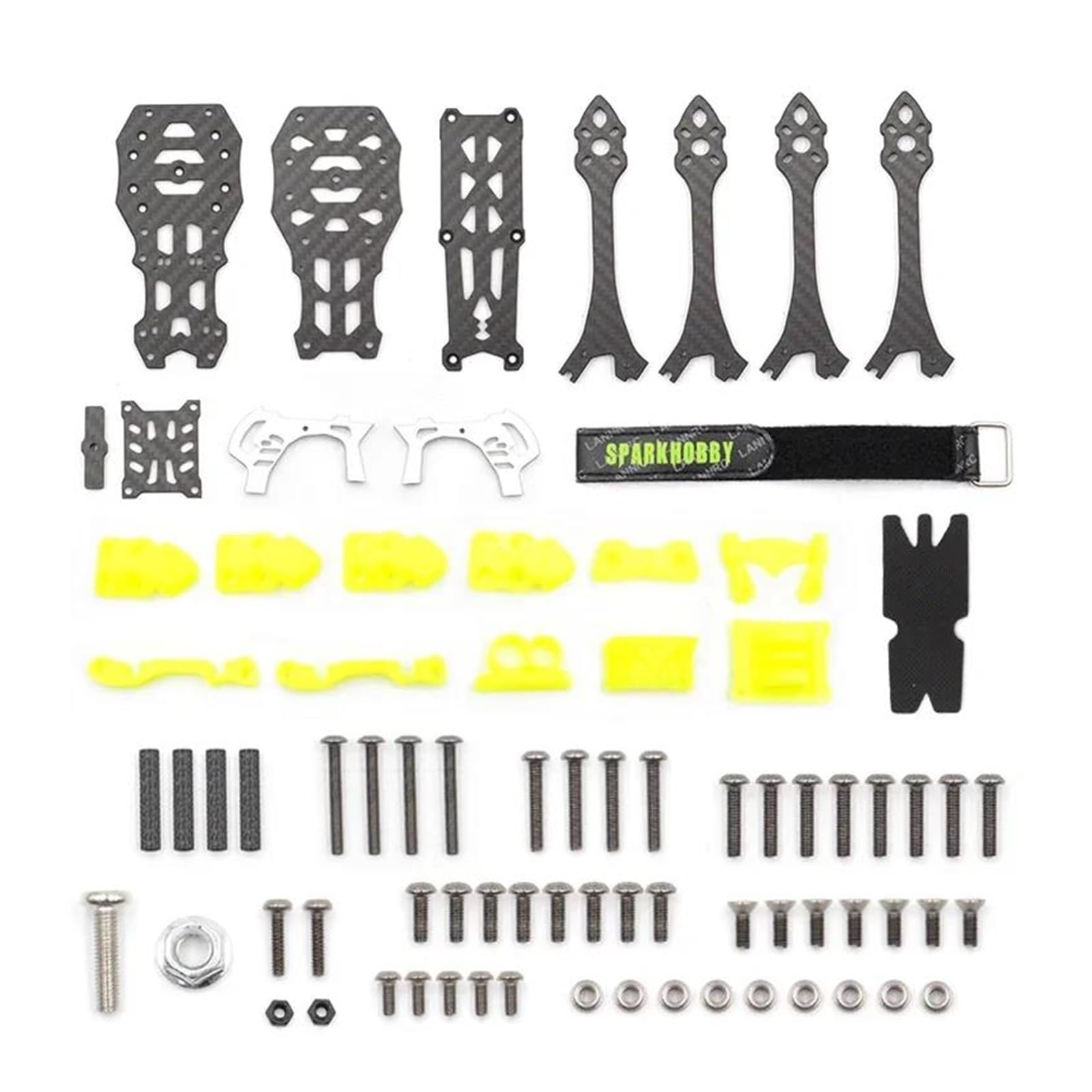 Cadre en fibre de carbone Ma&rk 5 pouces, empattement de 225 mm, bras de 5 mm avec impression 3D pour drones RC FPV Freestyle à hélice de 5 pouces(Yellow)