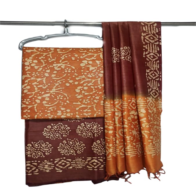 Image of STB-SILK TEXTILES BHAGALPUR Salwar Suit Cotton Silk Batik Print Dress Material Unstitched Suits Piece With Dupatta Dress material for women & girls
