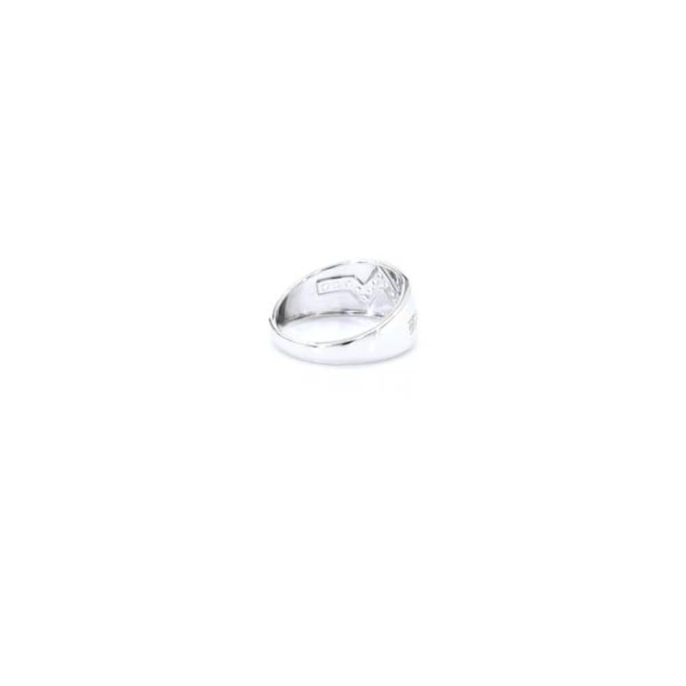 Cavill Zirkonring Silber 925 Sterling, breit platiniert mit 18 funkelnden Zirkonen rund geschliffen, 0,292 ct, modernes Zickzack-Design in Silber, Größen 16-21