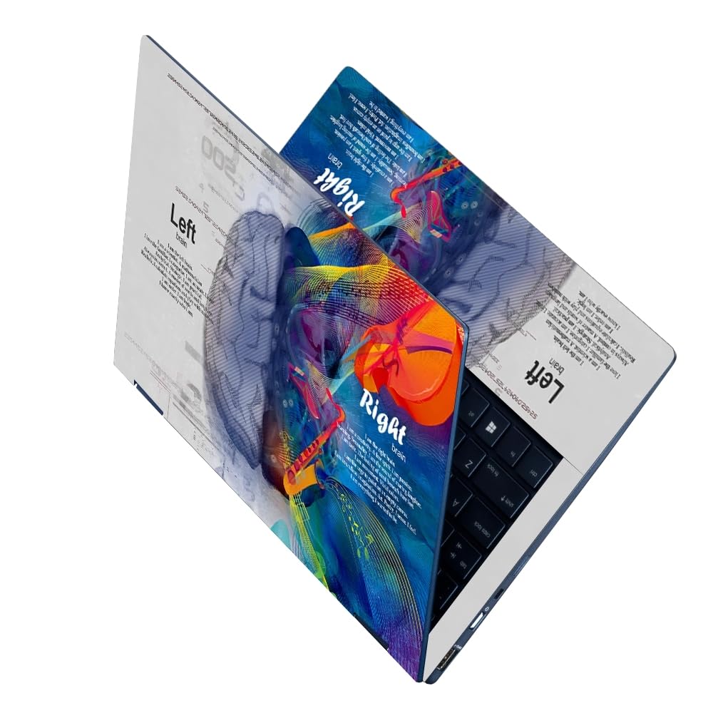 FineArts Universal Laptop Skin HD Quality Sticker for Laptops Upto 15.6" Compatible with Apple/Dell/HP/Lenovo/Acer/Asus/Sony (Full Body 15.6 Inch, Left Right Blue Brain)