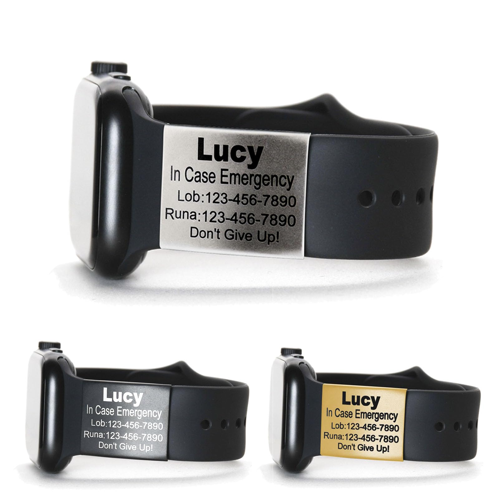 Personalized Medical Alert Tag Custom Laser Engraved ID Tag for Watch Band Identification Wristband Medical Tag for Sport Smartwatch