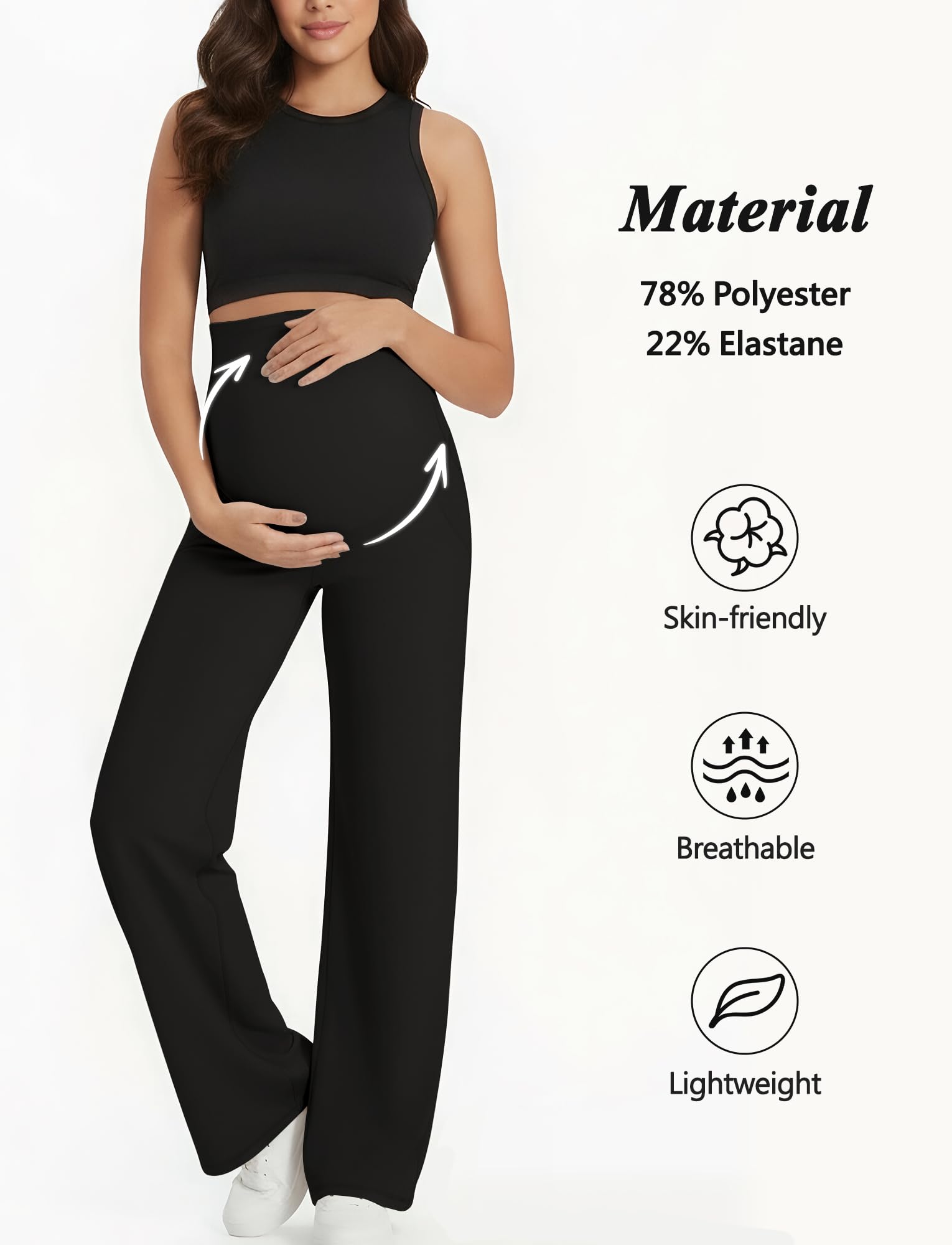 FEOYA Legginsy damskie w ciąży Pregnant Pregnancy damskie spodnie do jogi, sportu, ciążowe legginsy elastyczne, na jesień, spodnie do biegania, rozszerzenie spodni, spodnie ciążowe, S-XL