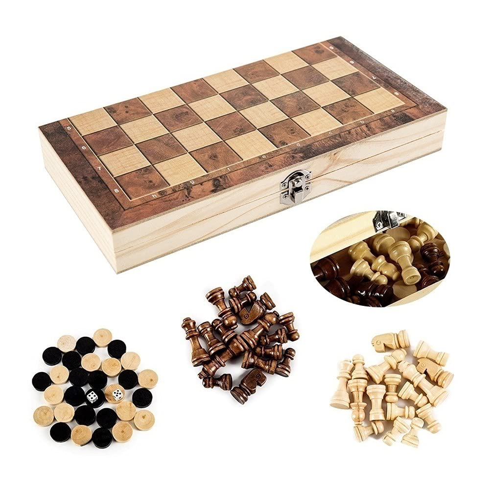 Icegrey Echecs en Bois Pliant Jeux Rangement 44x44cm | Rangement Portable Echiquier International pour Enfants et Adultes Voyage en Plein air à l'école