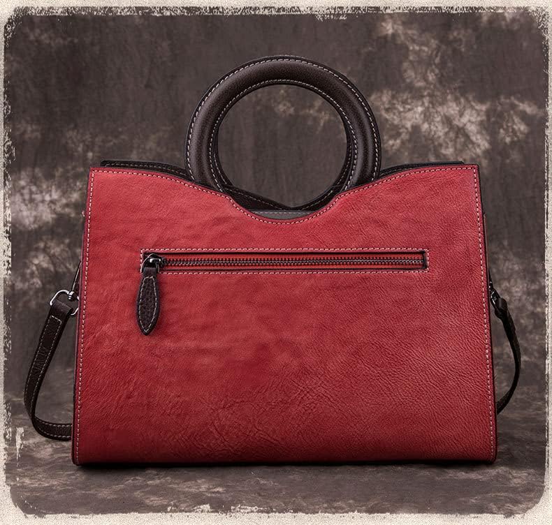 Genuine Leather Shoulder Bag for Women Top Handle Satchel Crossbody Purse Handbag - Image 3