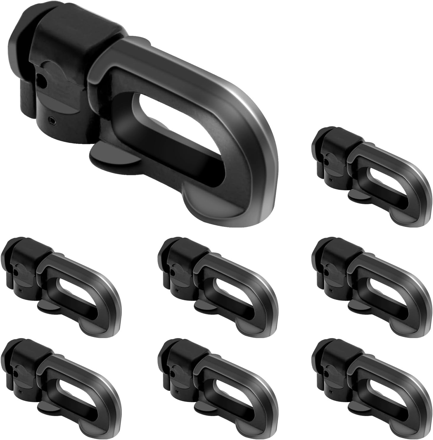 8Pack L Track Double Stud Fitting Black, L Track Tie Down, L-Track Accessories for Truck Bed,Trailer Cargo Control,Pickup, RV, ATV Breaking Load 5500Lbs