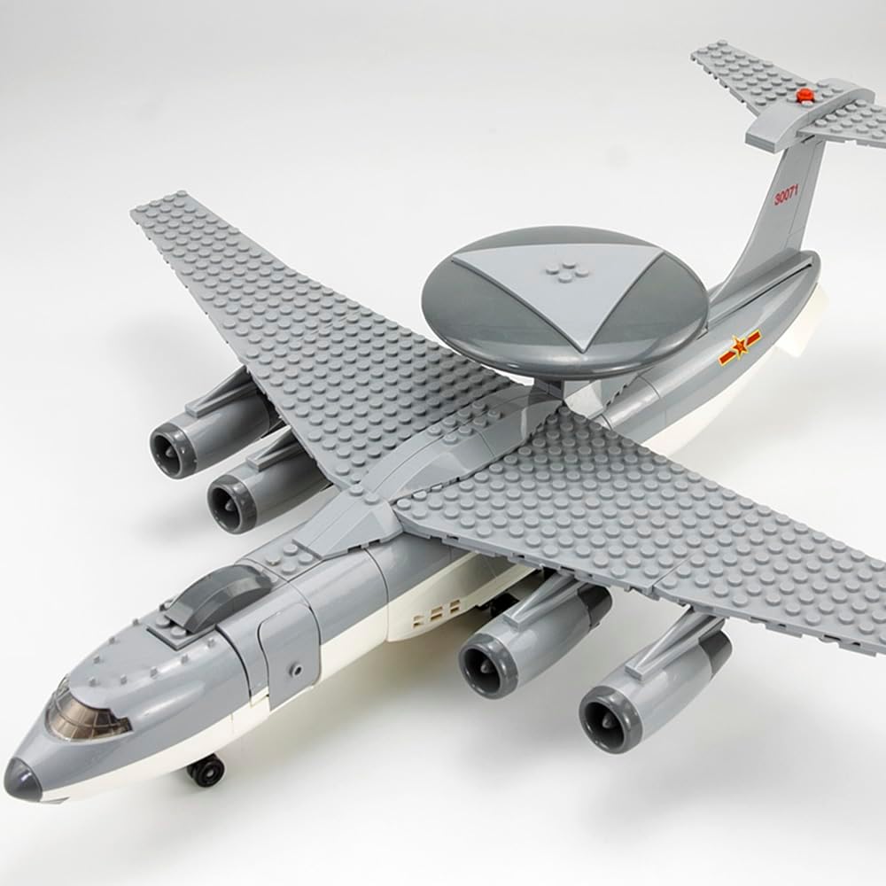 Building Block Early Warning Aircraft Military Fighter Air Force Building Bricks Set WW2 Military Airplanes Model Building Toys World War 2 Army Airplane Building Brick Toy Best Gifts for Kid