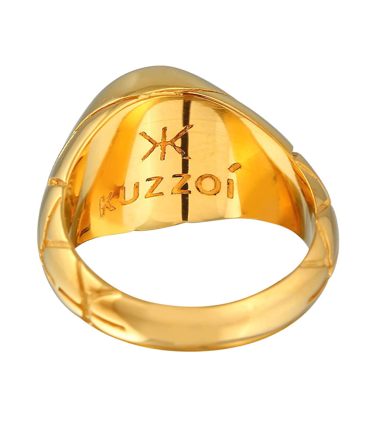 Kuzzoi Anillo de sello para hombre ovalado esmaltado azul, 13 mm de ancho de plata de ley 925 chapada en oro, anillo de oro, anillo para hombre, talla 54-66, 0609981521
