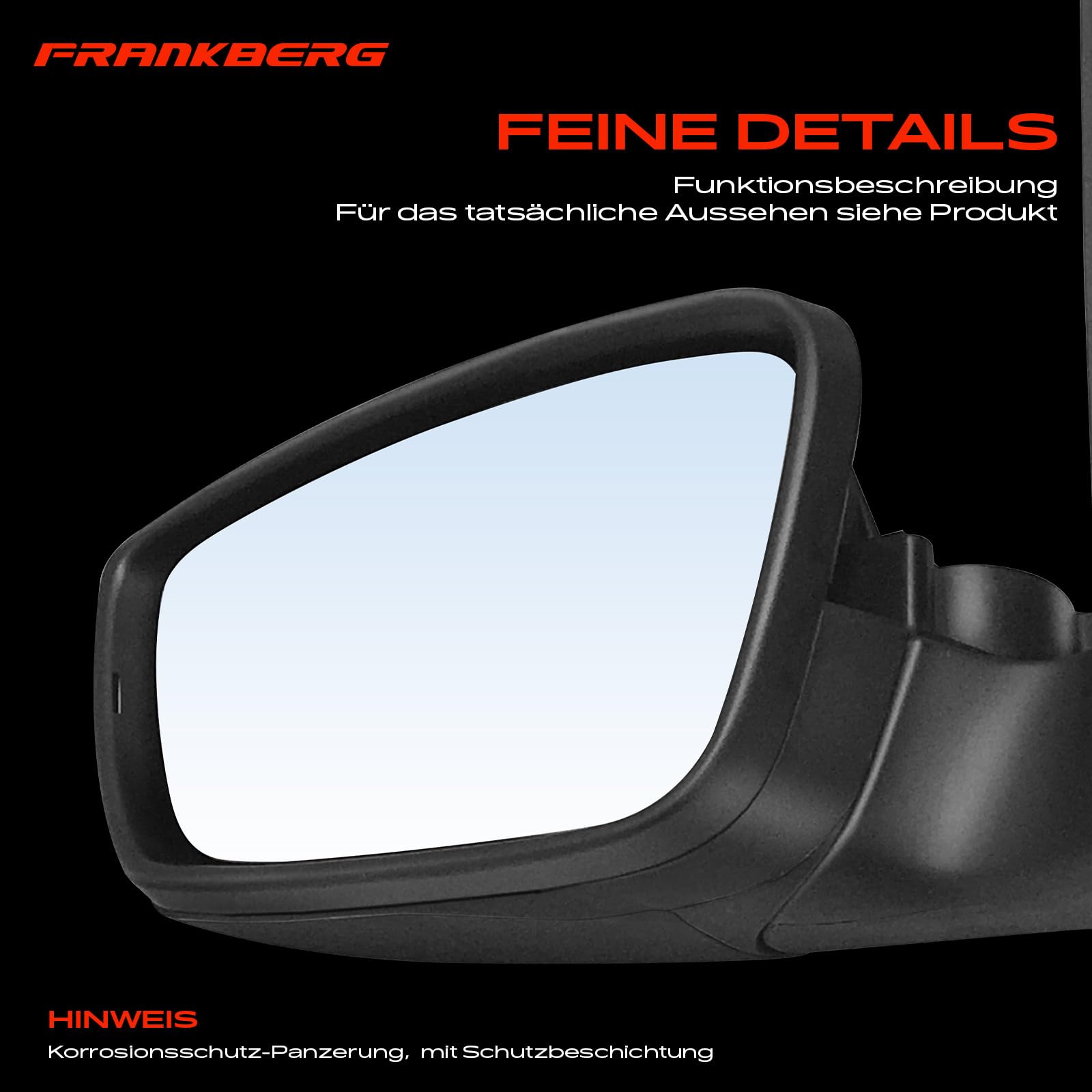 Frankberg Specchietto retrovisore esterno elettrico sinistro | 1S1857507AH9B9, 5 pin, &-Riscaldato; Compatibile con: Mii KE1 KF1, SU! 121 122 123 BL1 BL2 BL3, Citigo NF1