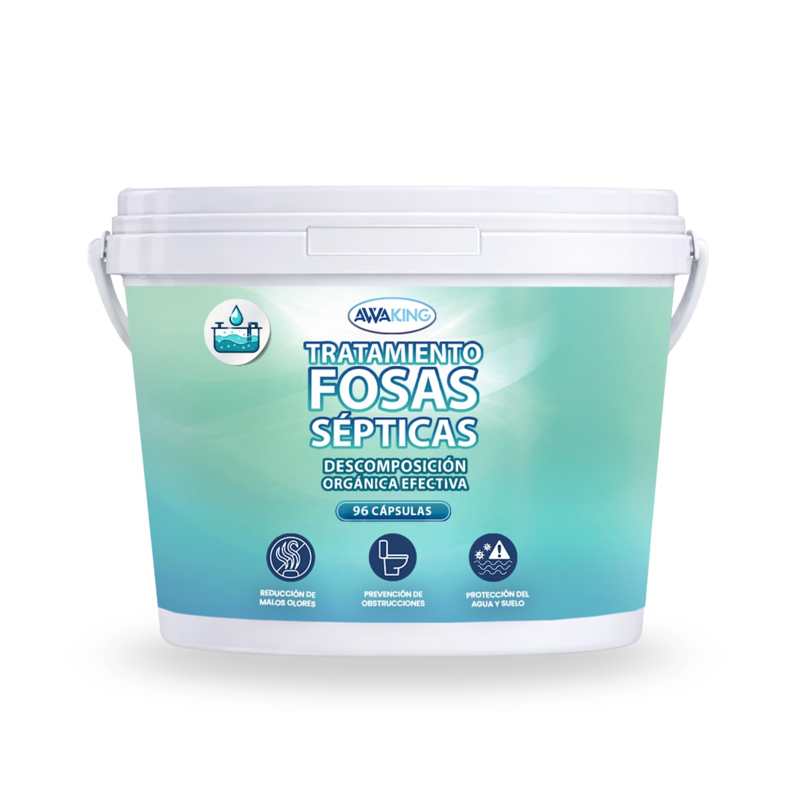 AWAKING Tratamiento Fosas Sépticas 96 Cápsulas | Pastillas con Bacterias Activas | Mantenimiento Mensual y Eliminación de Olores | Fácil Uso en Tuberías y WC | Dosis Pre-medidas
