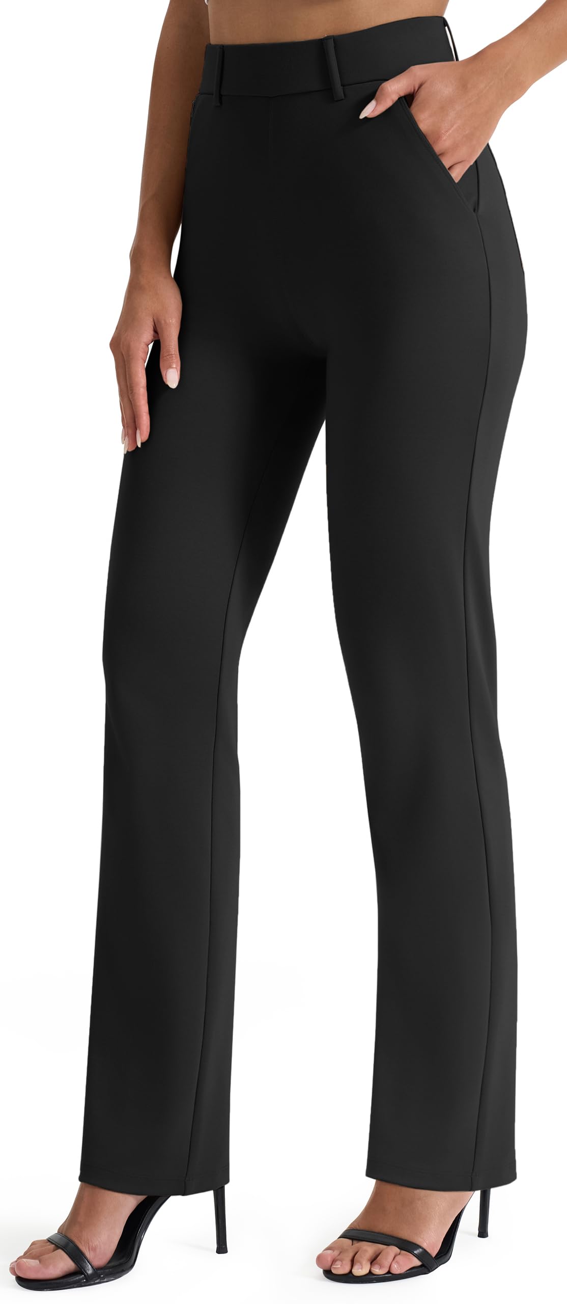 AFITNE Women's Straight Leg Dress Yoga Pants with Pockets | 27"/29"/31"/33" Business Casual Slacks, Office Work Pants, High Waist, Stretchy, Soft,