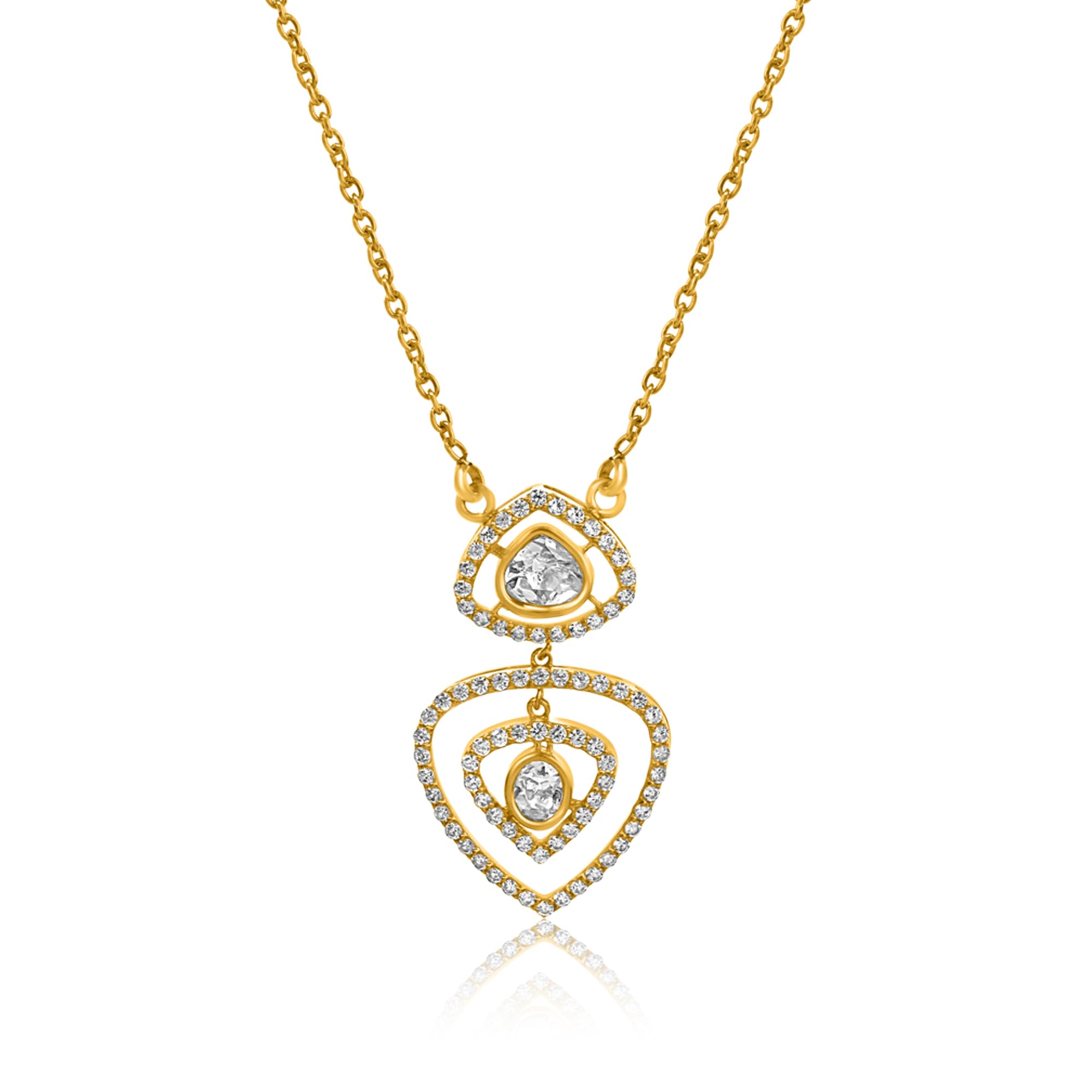 KICKY & PERKY 92.5 Sterling Silver Gold Plated Pear Shape Trillion Pendant with Chain | Moissanite | Gift for Women and Girls | With Certificate of Authenticity | 6 Months Warranty* (B0CFY3VPN1) Amazon Price History, Amazon Price Tracker