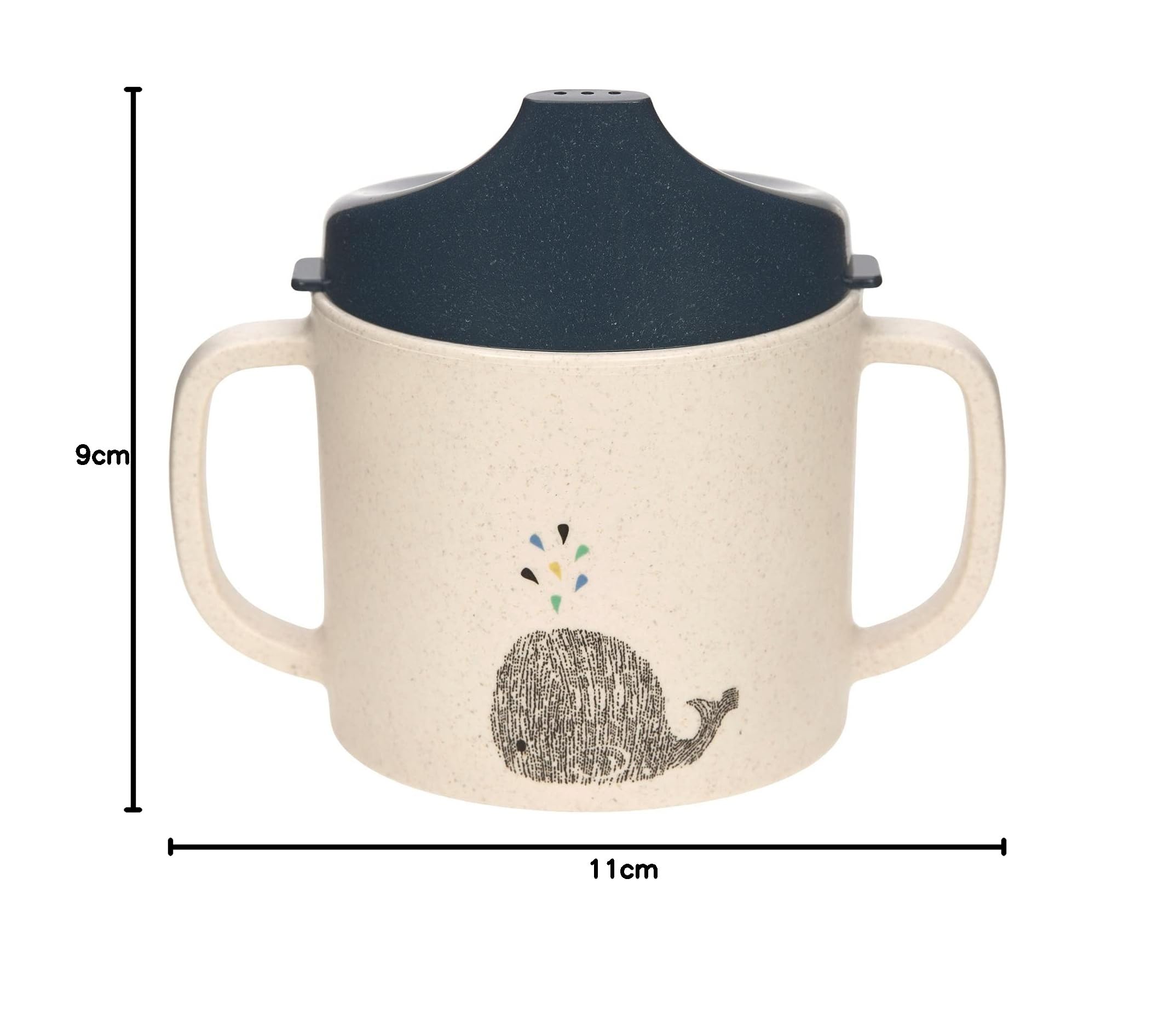 LÄSSIG Polypropylène (PP) Tasse à boire pour enfants avec anse et couvercle amovible 150 ml/Sippy Cup Little Water Whale