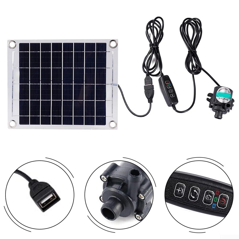 Fontana Solare da 12V 10W con Interruttore di Regolazione, Kit Pannello Solare per Piscina, Bagno per Uccelli Interno/Esterno e Piccolo Stagno