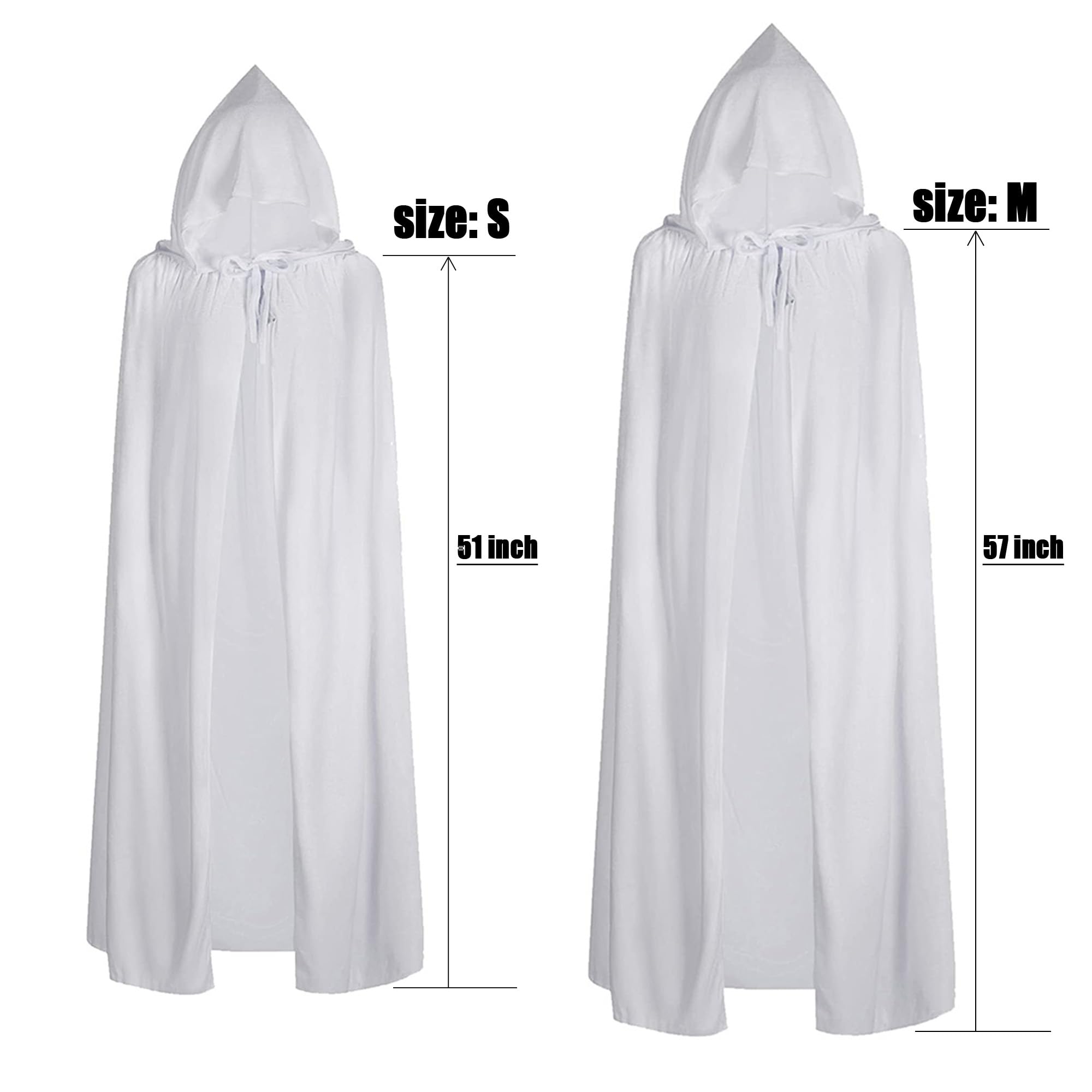 BALENNZ Cape Cloak with Hood - Adults Witch Cape Hooded Cloak for Women Men Halloween Costumes Christmas Cosplay: White Medium
