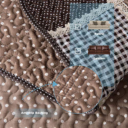 OstepDecor Couch Cover, Sofa Cover, Quilted Sectional Couch Covers, Cotton Sofa Slipcover for Dogs Cats Pet Love Seat Recliner Leather L Shaped, Armrest Backrest Cover, 36 x 63 Inches