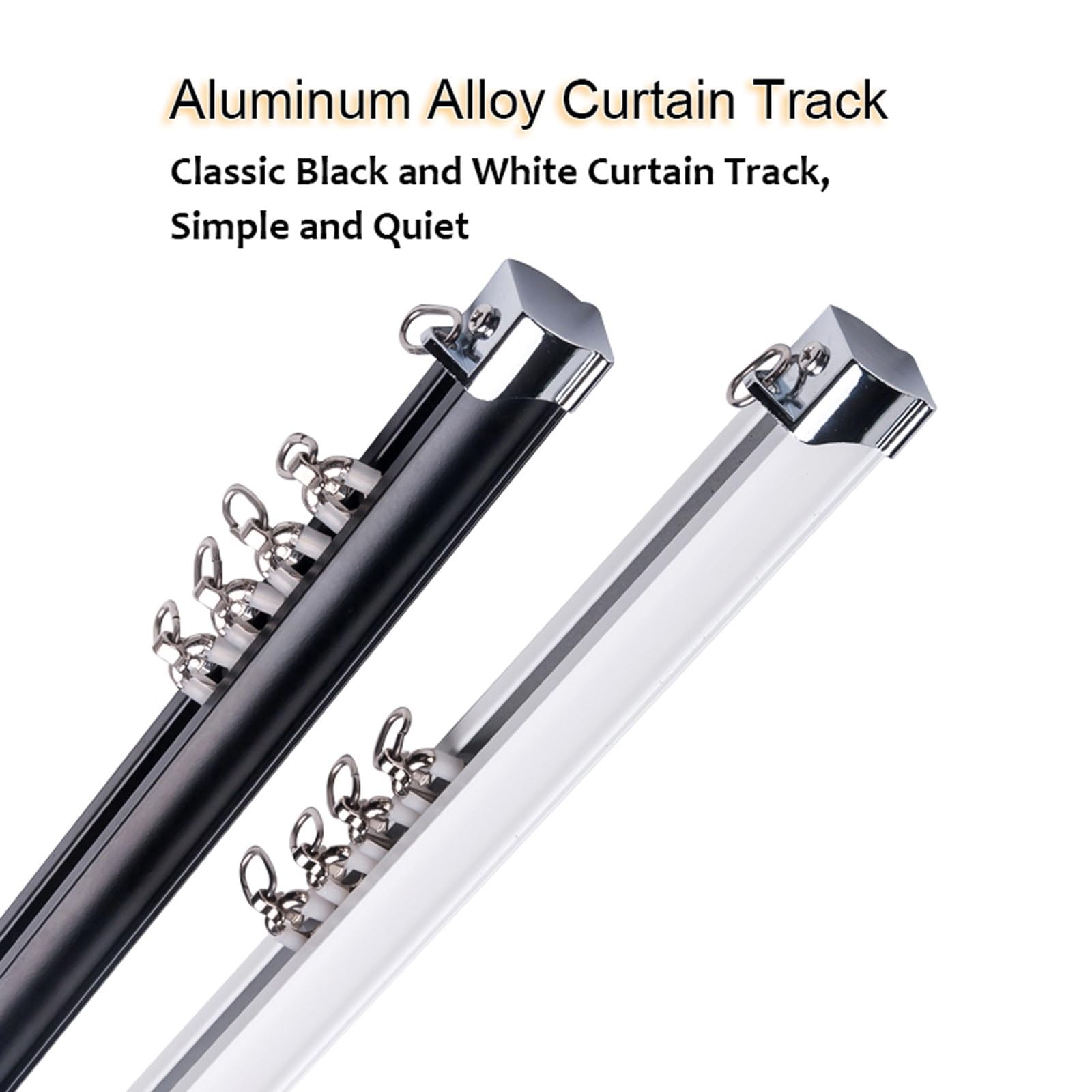Rail de Rideau en Aluminium Rail de Rideau Lourd Cloisonné Rail de Plafond Kit Rail Silencieuse pour Rideaux pour Chambre(White-Side,300cm(2 * 150cm))