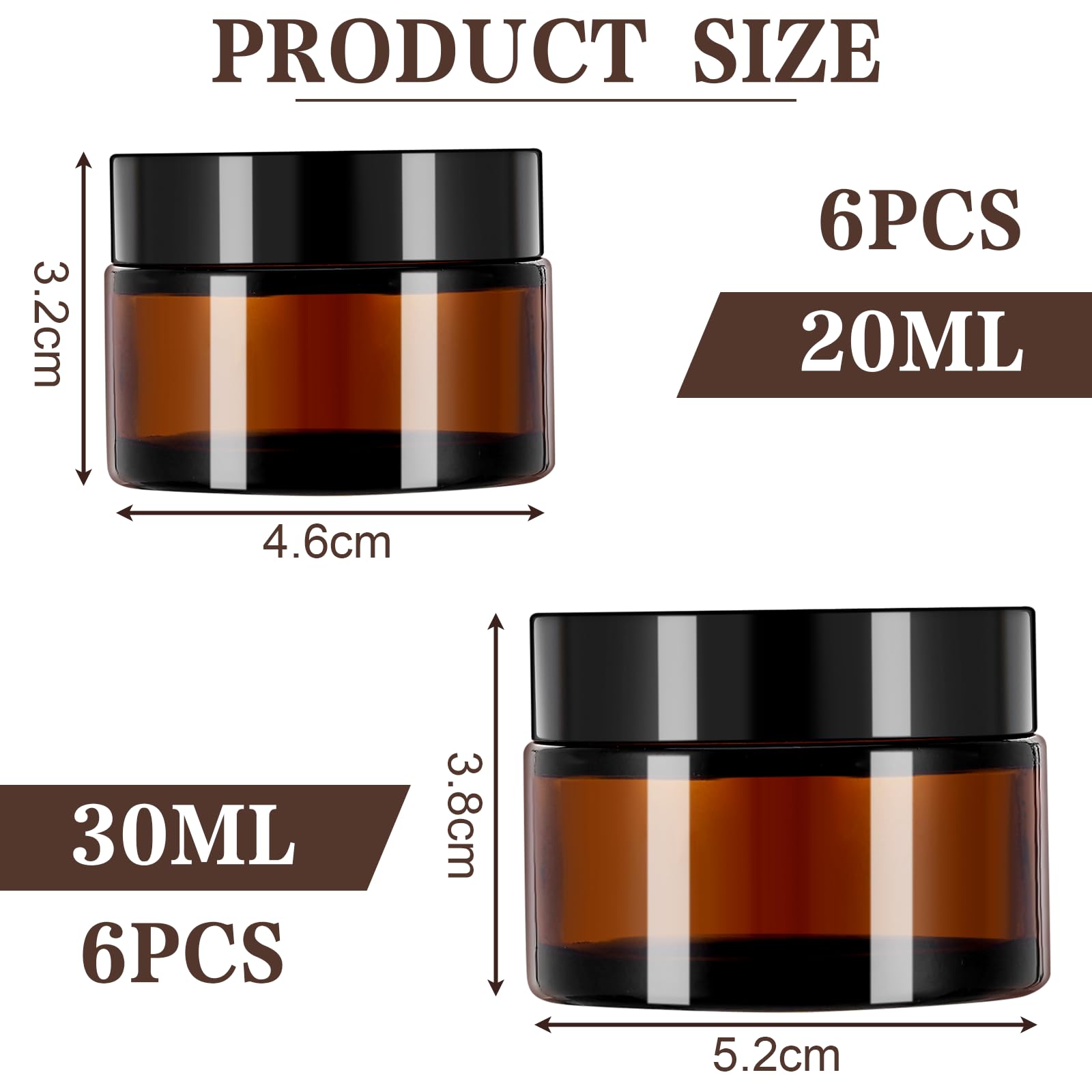 Set 12 Barattoli Cosmetici In Vetro Ambrato - Con Coperchi A Tenuta Stagna - Foto 5