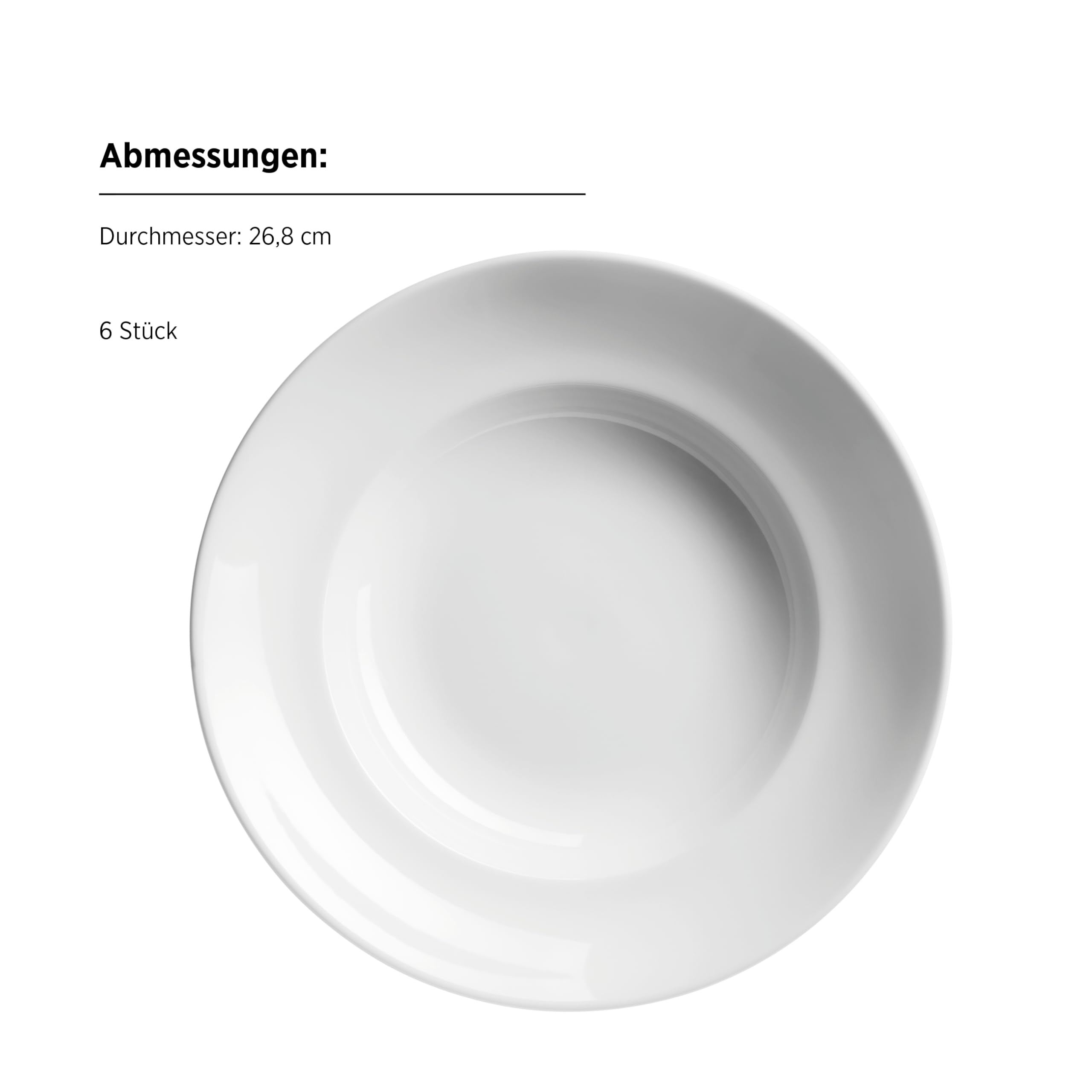 MÄSER, Serie Barca, Pastateller Set für 6 Personen, Teller für Pasta aus Porzellan, schlicht, elegant, zeitlos, Porzellan, weiß