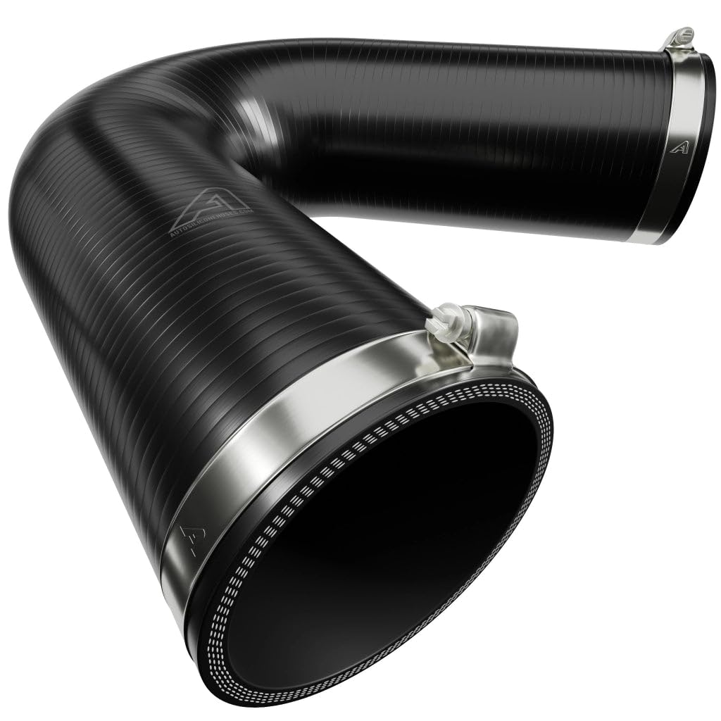 135° Black Silicone Elbow Attachment for 51mm Gutter Cleaning Poles - Flexible Head Connector for Easy Angled Access with Hose Clip Kit