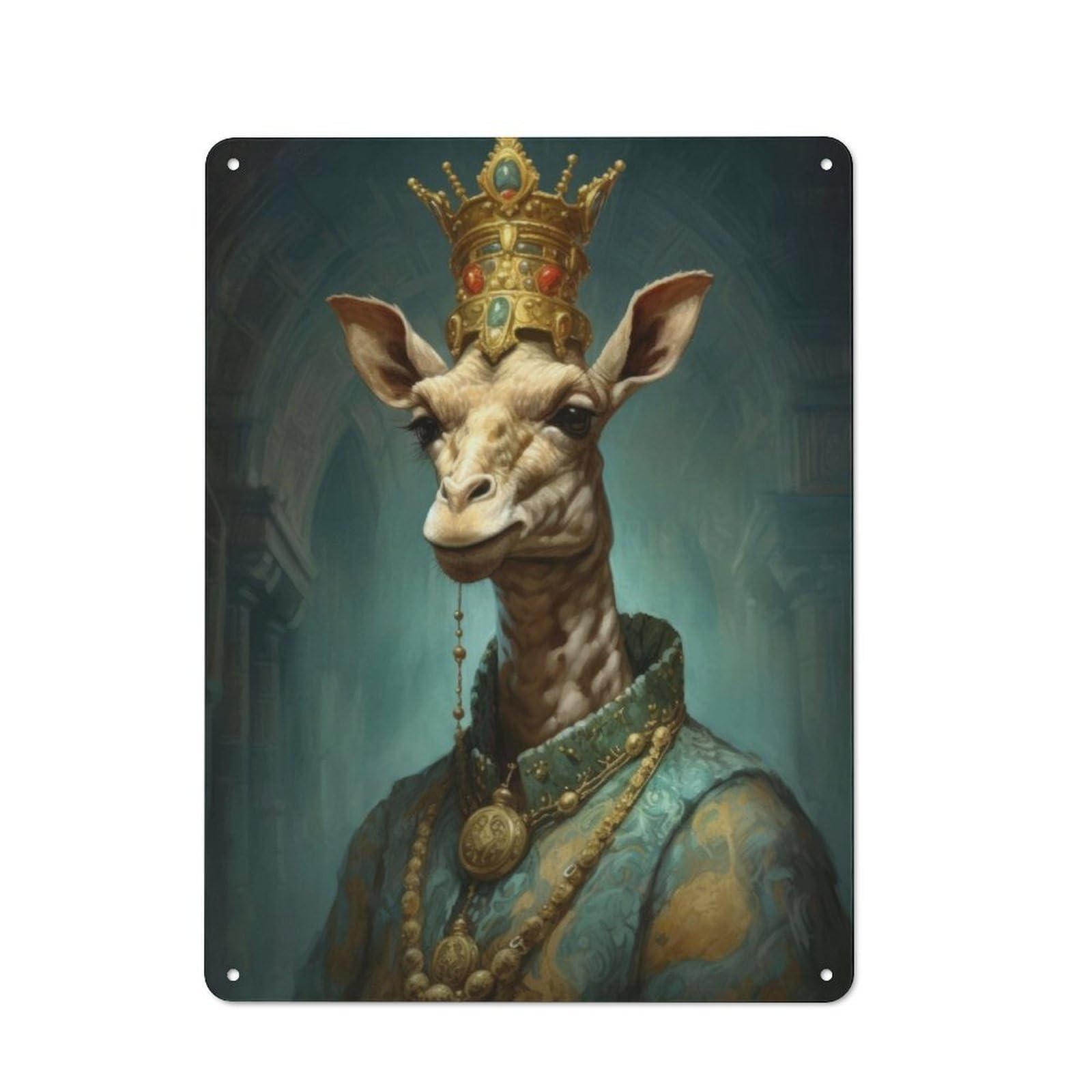 Junmoney King Giraffe Vintage Metal Plaque 40X30cm Featuring For Pub Or Café, Suited To Café Interior Fans