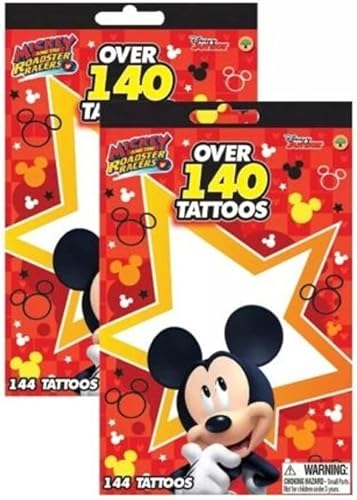 Disney Junior Mickey Mouse & The Roadster Racers más de 140 folletos temporales de tatuajes (paquete de 2)