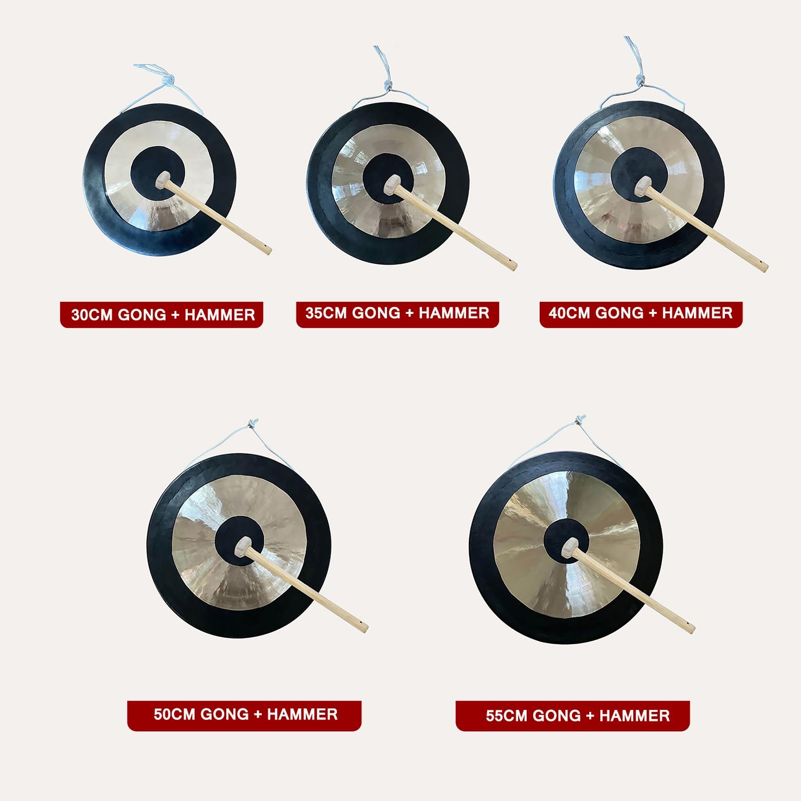 Gong a mano in rame, strumento a percussione tradizionale con bastone per yoga, meditazione, sport, addestramento di animali domestici e avvertimenti, regalo perfetto per gli amanti della musica