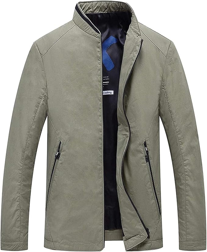 Jektotily Chaqueta de algodón ligera con cremallera para hombre Jektotily Chaqueta de algodón ligera con cremallera para hombre