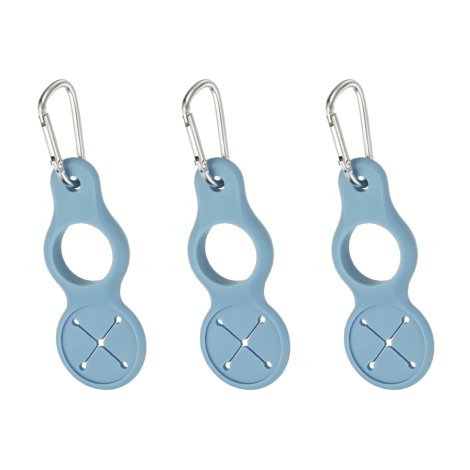 YELARXI Water Bottle Clip, Silicone Water Bottle Carrier Hanging Buckle Clip Keychain Bottles Holder with Towel Loop for Outdoor Camping Hiking Traveling (3 Pack, Blue)